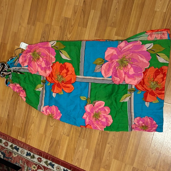 NWT Trina Turk midi tropical floral halter silk dress size 12 - Picture 7 of 7